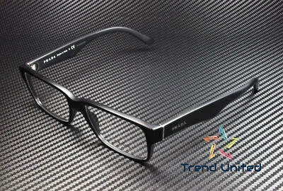 New Prada Heritage PR 16MV 1BO1O1 Matte Black Plastic Rectangle Eyeglasses 57mm