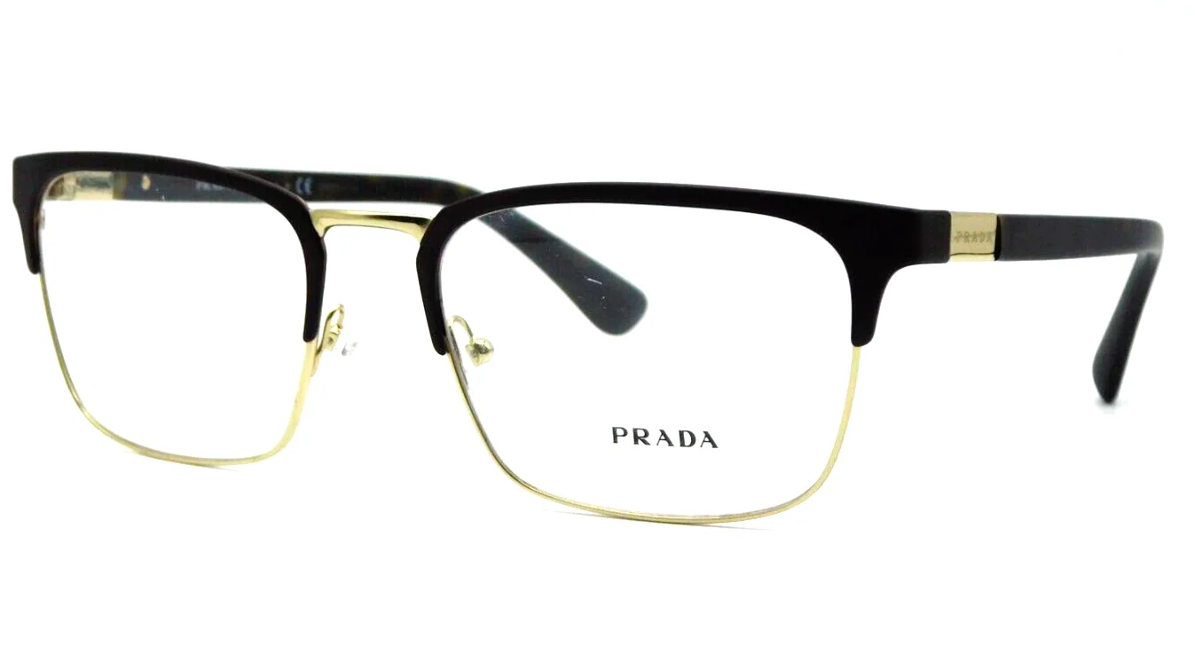 NEW PRADA PR 54TV 01U1O1 Matte Burnished/Pale Gold Rectangle Eyeglasses 55-19-14