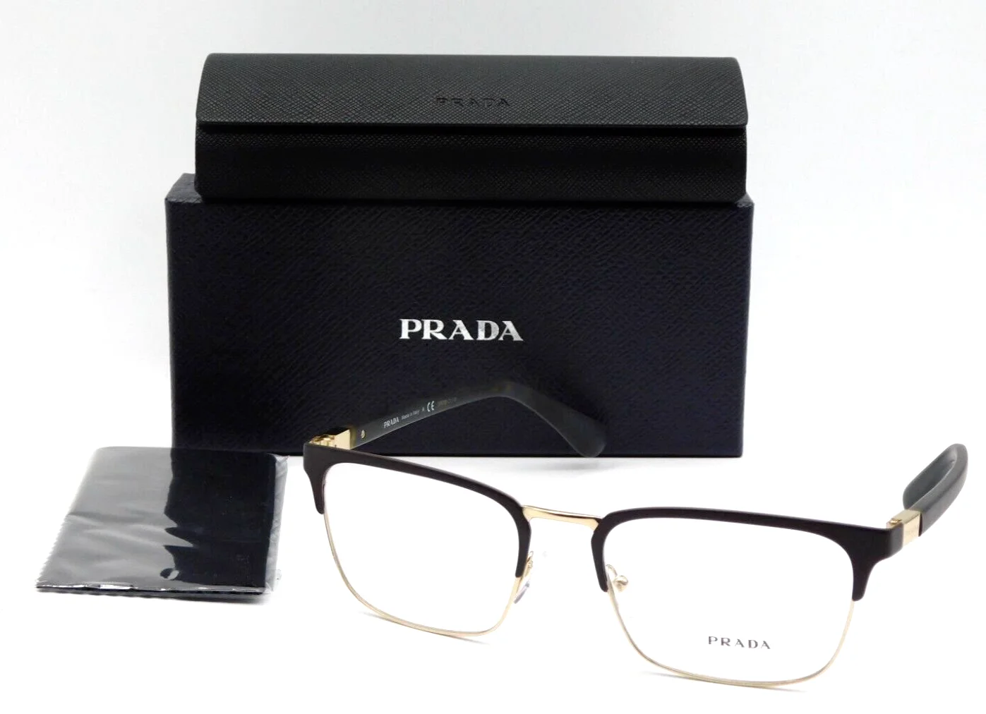 NEW PRADA PR 54TV 01U1O1 Matte Burnished/Pale Gold Rectangle Eyeglasses 55-19-14 3