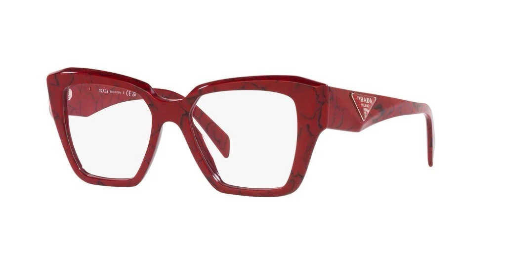 Prada 0PR 09ZV Red Marble 15D-1O1 Women Eyeglasses Rxable Large 51mm AUTHENTIC