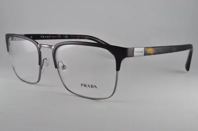 Prada Eyeglasses PR 54TV LAH1O1 Matte Brown/Gunmetal, Size 55-19-140