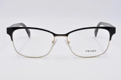 Prada Eyeglasses PR 65RV QE31O1 Black On Pale Gold, Size 55-16-140 2