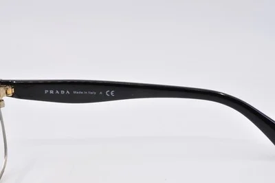 Prada Eyeglasses PR 65RV QE31O1 Black On Pale Gold, Size 55-16-140 3