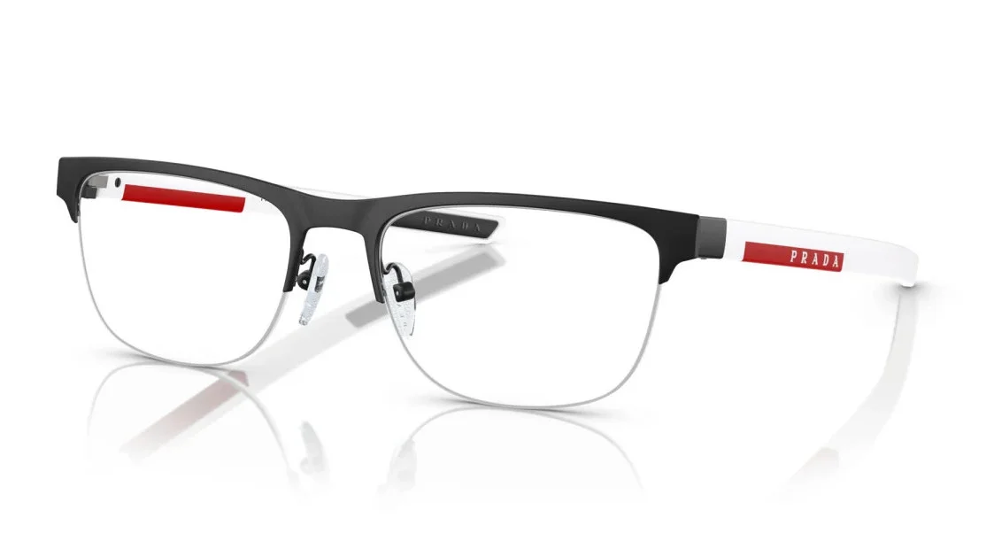 PRADA LINEA ROSSA EYEWEAR PS51QV DG01O1 55 Matte Black Half Rim Frmae