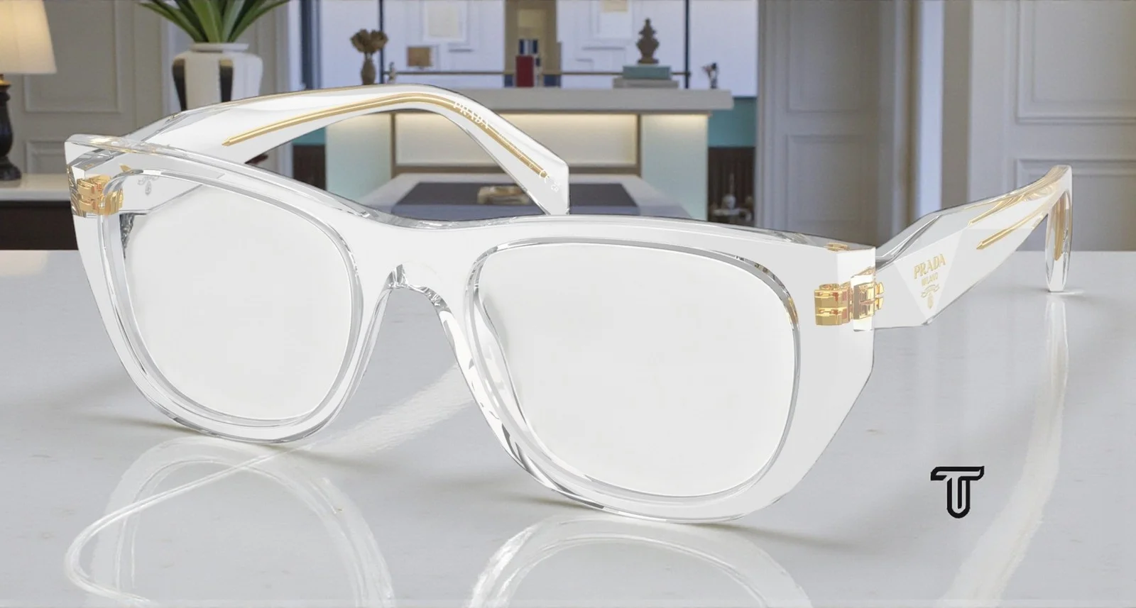 PRADA PR59ZV 1511O1 54 Pale Gold Demo Lens Women 2