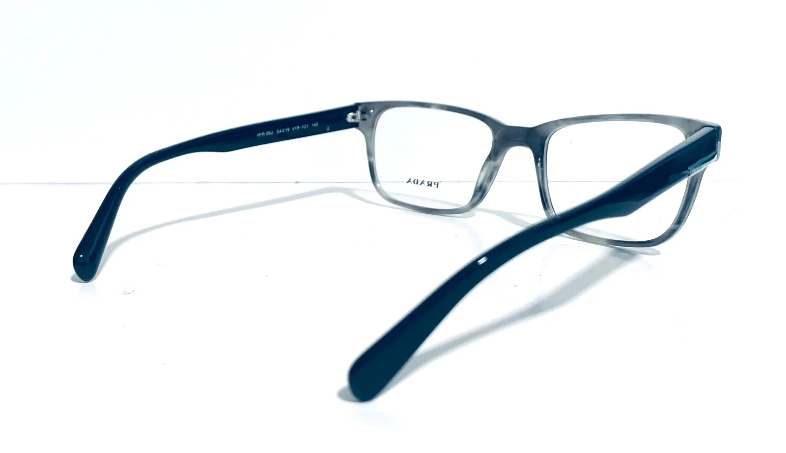 PRADA VPR 06U VYR-1O1 GRAY HORN MENS RX EYEGLASSES 54-19-145 MM ITALY W/CASE 2