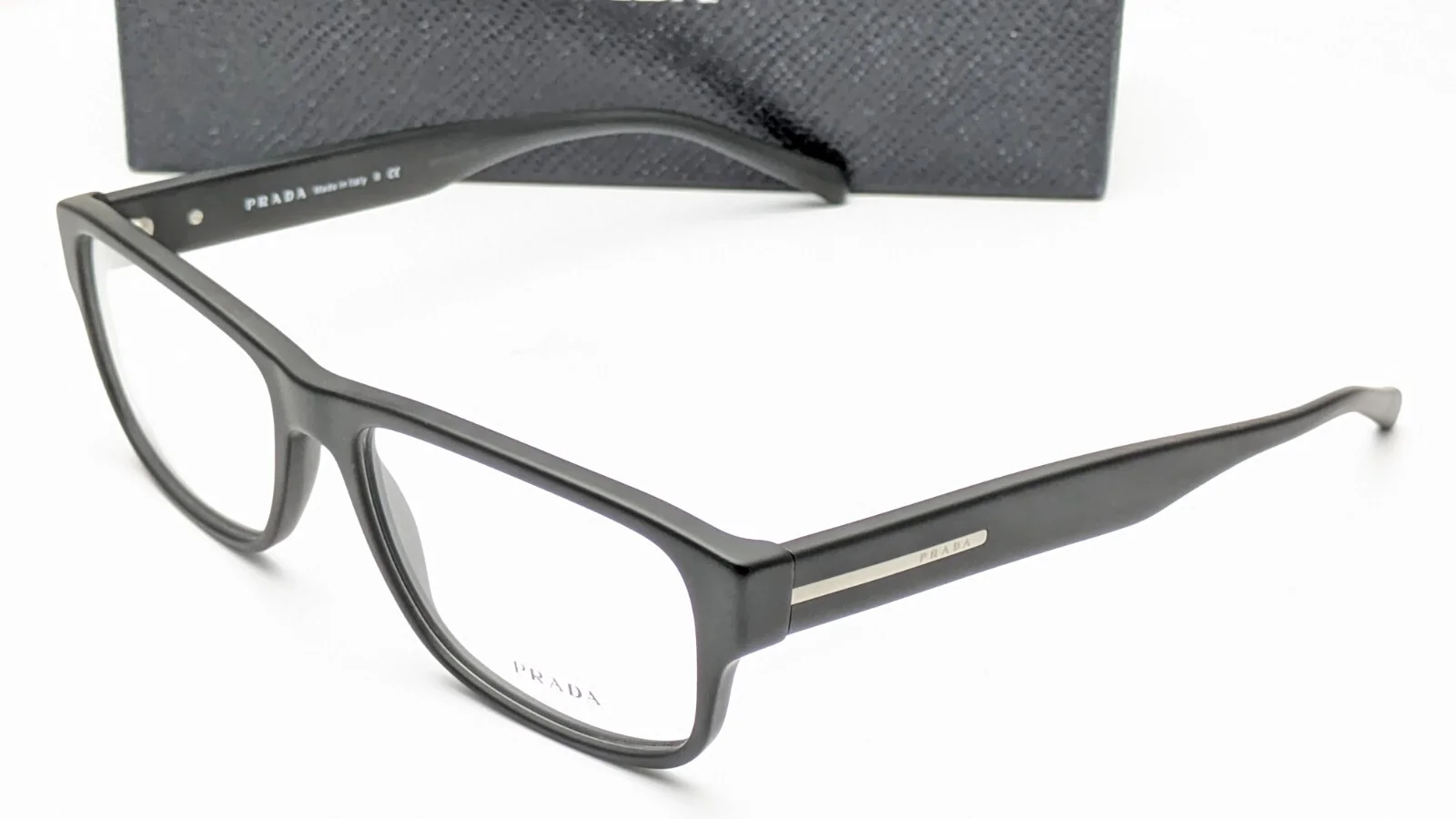 Prada VPR23R 1BO-1O1 Rectangle Matte Black Unisex Eyeglasses 56mm